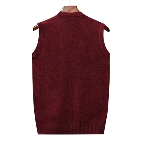 Men's Sleeveless V Neck Plaid Cardigan Sweater Vest with Knitted Waistcoat Tops - Picture 16 of 29