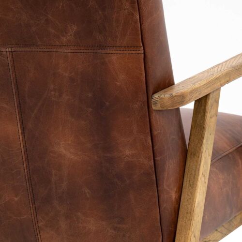 Gallery Neyland Brown Leather Armchair - Picture 3 of 5