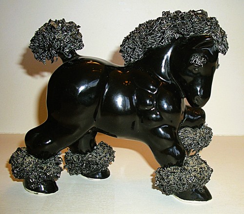Vintage 1950s Murray Kreiss Ceramics BLACK Spaghetti Horse Figurine MCM Japan - Picture 10 of 11