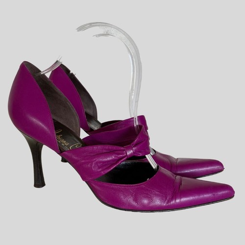 Adriana Caras Magenta Leather Pumps 