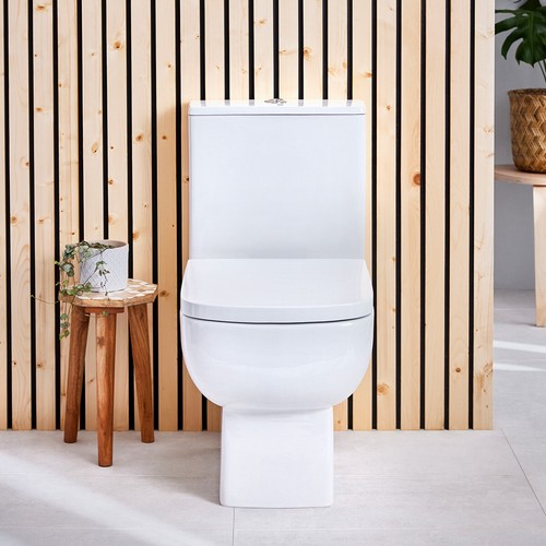 Kompakt 605 mm gekoppelte Toilette randlos Zisterne weich schließender Sitz weiß KERAMIK-ZYSTE - Bild 2 von 5