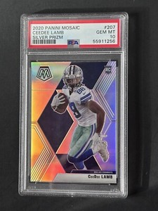 2020 Panini Mosaic 🔥CeeDee Lamb🔥#207 PSA 10 💎GEM MINT💎RC! Silver Prizm