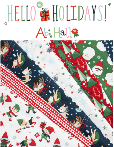 Moda HELLO HOLIDAYS 35375 12 Green Red Stripe ABI HALL Quilt Fabric CHRISTMAS - Picture 2 of 6