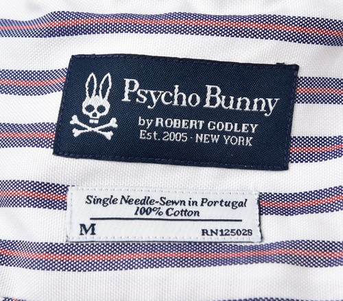 NWT PSYCHO BUNNY Kent White Striped Single Needle Sewn Cotton Button-Up Shirt S - Picture 6 of 6