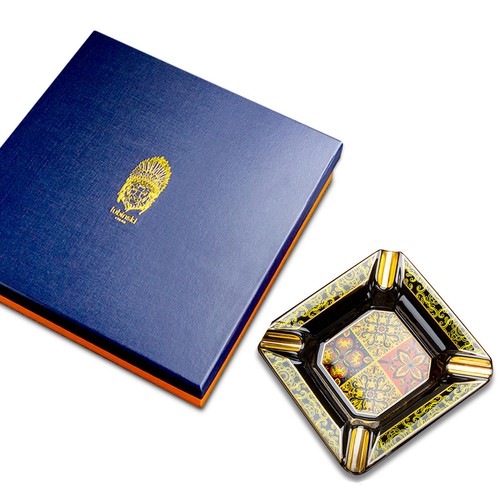 Posacenere portasigari ceramica Lubinski 4 tubi vintage art deco quadrato portacenere confezione regalo - Foto 3 di 6