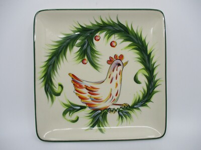 GAIL PITTMAN CHRISTMAS TRIMMINGS SQUARE SALAD PLATE - C- 7 3/8''  0612H