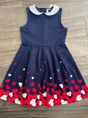 NWT Janie and Jack Hearts Dress (Navy, Red, White): Size 10 - Picture 1 of 4