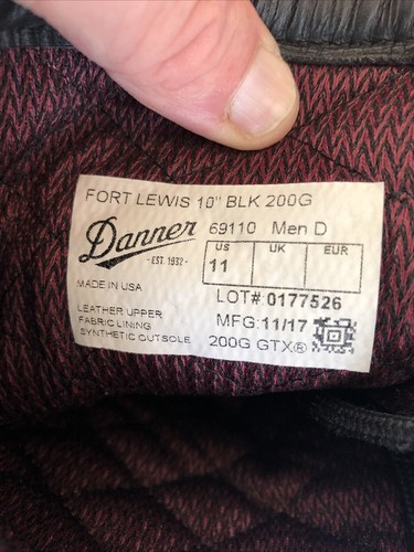 Danner Ft Fort Lewis 10" 200G Tactical Insulated Boot 69110 Mens 11 D Black - Picture 10 of 11