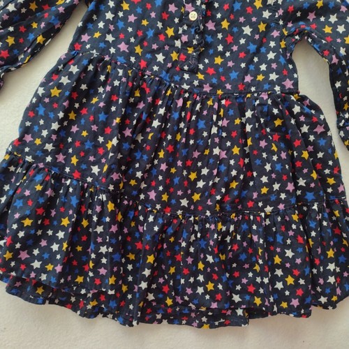 Lote de 2 Vestidos de Algodón para Niñas 2T Corte Redondo OshKosh Estrella Estampado Floral Azul Marino Dorado - Imagen 5 de 11