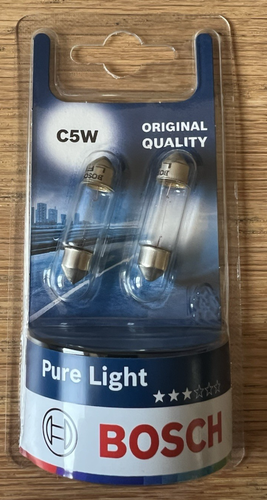 Bosch C5W (239) Pure Light Car Light Bulbs - 12 V 5W SV8,5-8 35 mm - 2 Bulbs - Picture 2 of 4