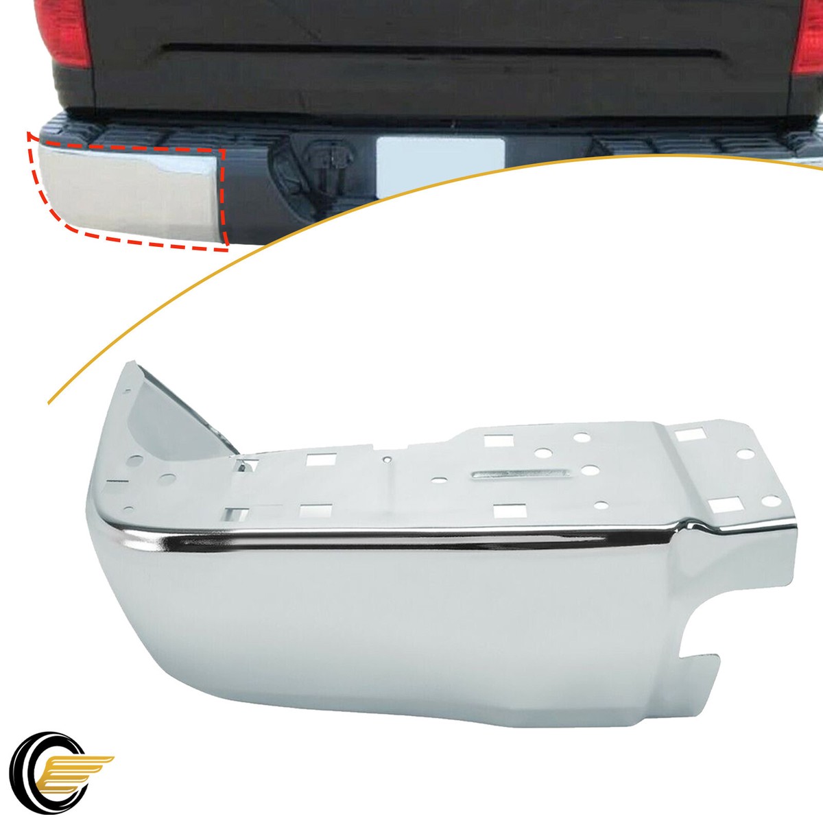 Rear Driver Bumper End For Toyota Tundra 2014-2021 2008 Chrome