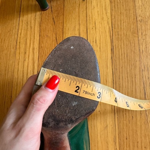 40s Vintage Green Leather Platform Peep-Toe Slingback Pumps - Picture 9 of 12