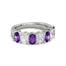 3Ct Oval Cut Purple Amethyst Simulated Diamond Stylish Ring White Gold Plated