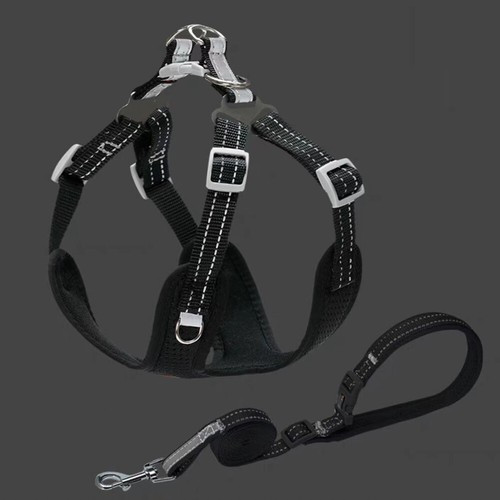 US Reflektierende Hundeweste Geschirr Leine Halsband Set ohne Zug verstellbar für XXS-L - Bild 28 von 30