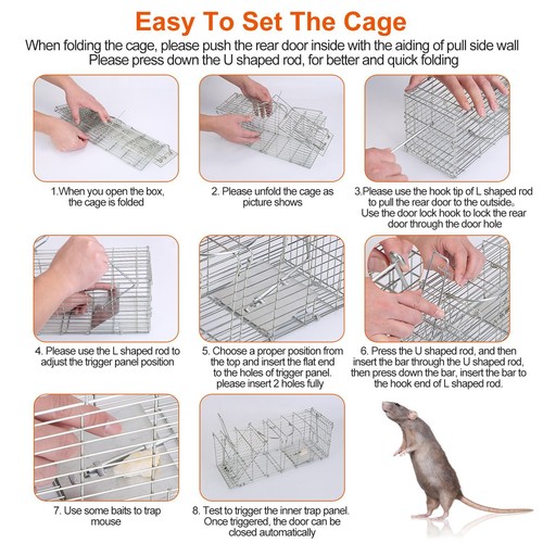 Live Animal Trap Raccoon Cage Humane Cat Trap Cat Squirrels Mouse Rodent Control - Picture 51 of 53
