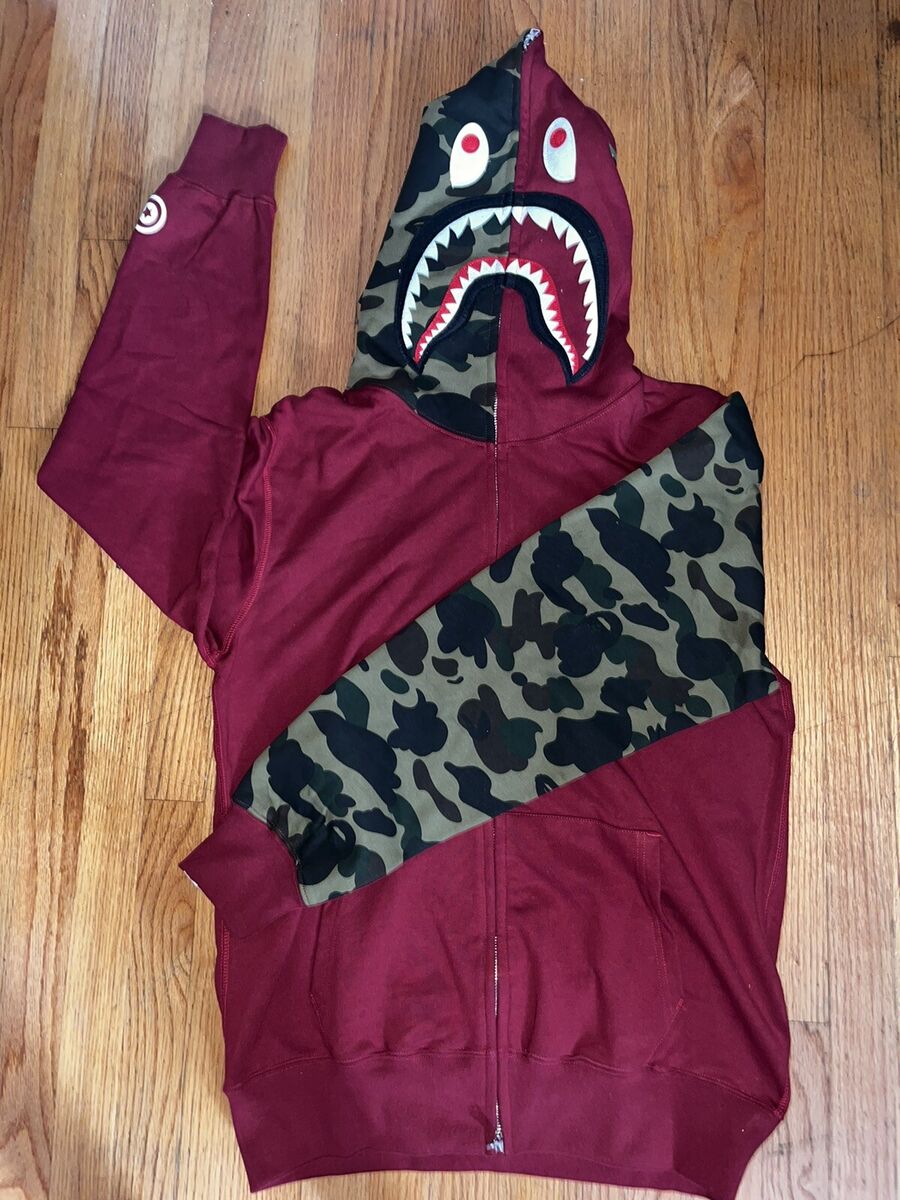 Burgundy sales bape hoodie