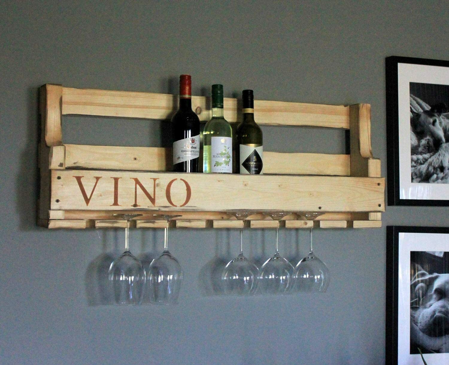 Original Dekorie Vino Estantería Con Gläserhalter Y Botellero Vino Madera Beige