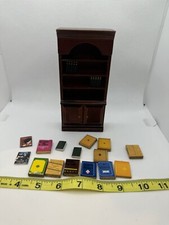 Miniature Dollhouse Bookshelf With Books 1:12 Scale Wooden