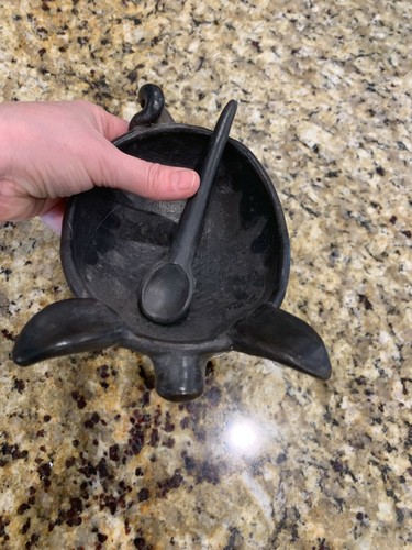 BONITO CUENCO DE CERDO/ANIMAL DE CERÁMICA NEGRO VINTAGE CON CUCHARA CON ENVÍO GRATUITO - Imagen 10 de 11