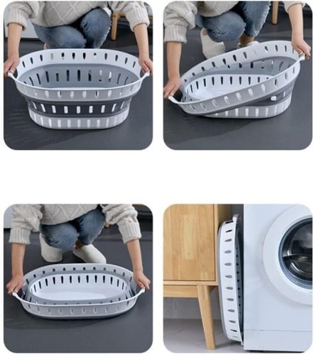 Folding Silicon Collapsible Basket Plastic Laundry Hamper Washing Cloth Storage - Picture 60 of 67
