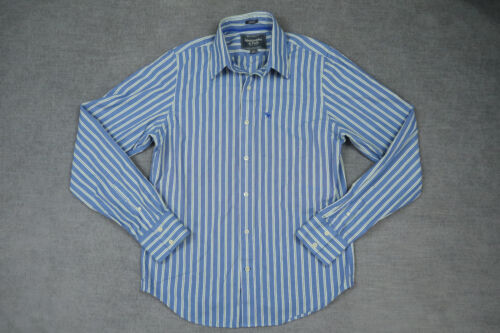Abercrombie & Fitch Shirt Mens Large Blue Green Stripe Button Up Muscle Fit