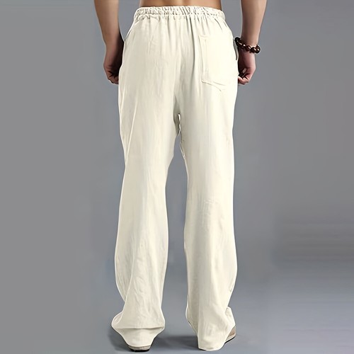 Mens Cotton Linen Harem Pants Wide Leg Elastic Waist Casual Yoga Trousers Jogger - Picture 12 of 29