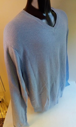 TALBOT'S MEN'S Long Sleeved V-Neck Pullover Sweater-Light Blue- Cotton/Modal-XL - Picture 3 of 4