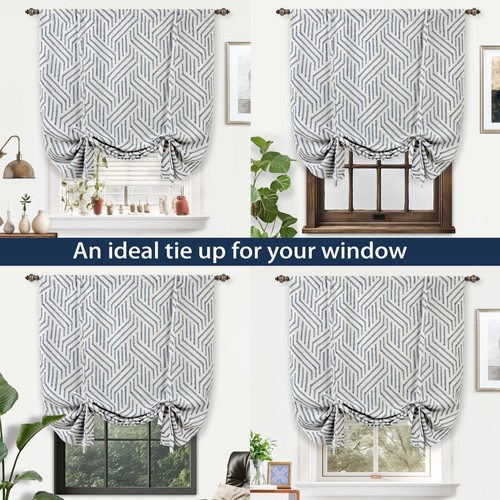 1PC Briony Roman Shade Adjustable Blackout Linen Tie Up Curtain for Small Window - Imagen 3 de 30