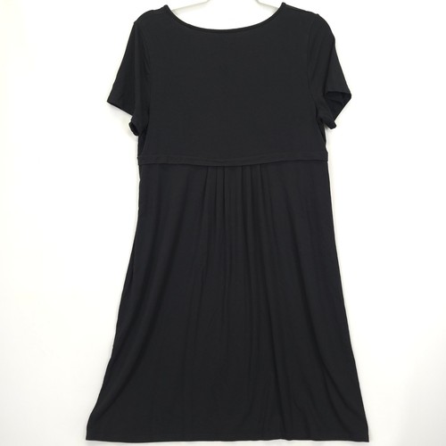 J Jill Wearever Collection Dress Women S Black Short Sleeve A Line Midi Stretch - Picture 2 of 10