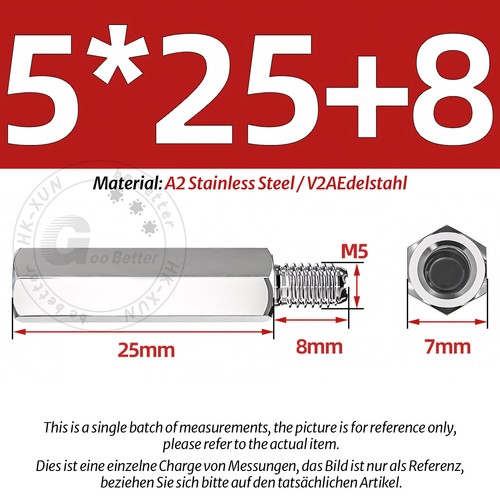 Edelstahl Distanzbolzen Sechskant Abstandhalter Innen-Außengewinde PCB M4 M5 - Picture 47 of 59