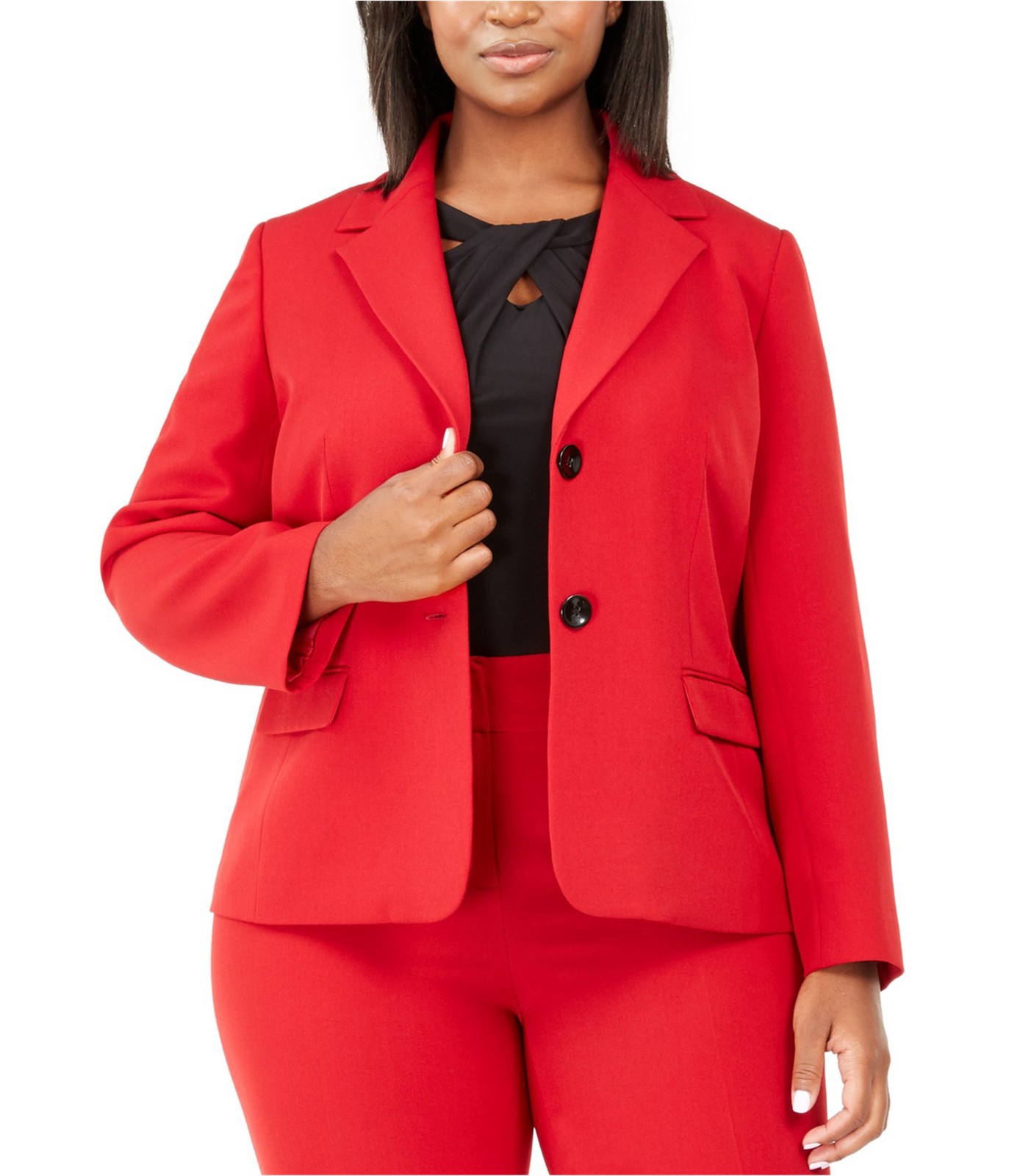 Kasper Womens Solid Two Button Blazer Jacket, Red… - image 1