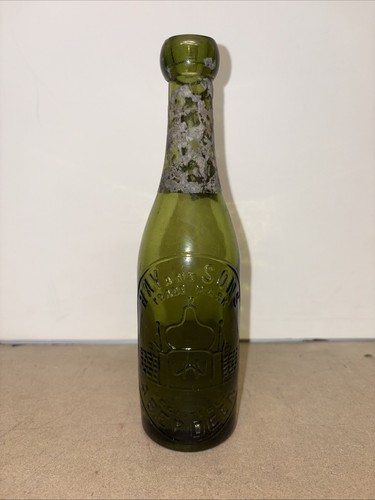 Vintage Hay And Sons Aberdeen Green Glass Bottle Ginger Beer / Lemonade Display