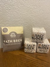 Lot of 4 PACHA Soap Co MUSCLE Salt Block  Lavender Hops Bath Brew RELAX SPA