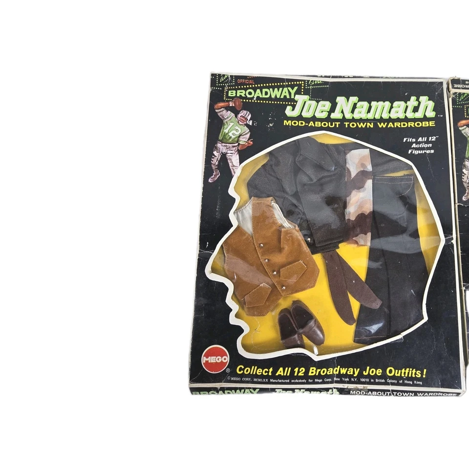 Figura de acción de fútbol americano vintage 1970 Mego Broadway Joe Namath Jets con 2 trajes Foto 2 de 4