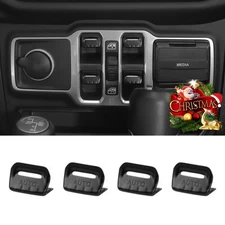 4x Black Window Lift Switch Adjust Button Cover Trim For Jeep Wrangler JL JT 18+