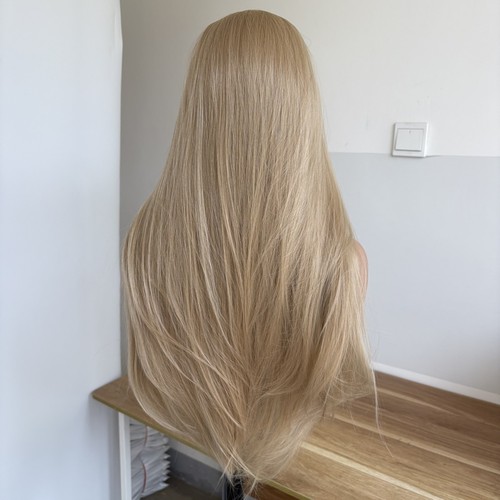 Ash Blonde Soft Heat Resistant Hair Lace Frontal Wigs Natural Long Straight - Picture 6 of 9