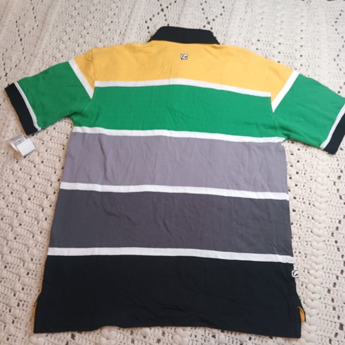 NOS ECKO UNLTD Y2K Herren M weiß grün gestreift Color Block Poloshirt bestickt - Bild 9 von 9