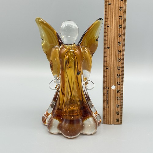 "Estatuilla de ángel ámbar y vidrio transparente hecha en China 5,25"" de alto" - Imagen 2 de 8