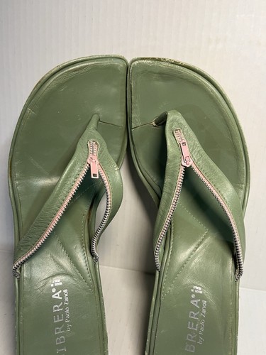 Sandalias Tanga DIBRA by Paolo Zanoli Vintage Extremadamente Raras Verde Rosa Cremallera - Imagen 9 de 13