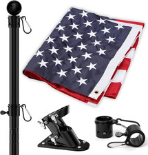American Flag and Pole for House Outside, 5Ft Heavy Duty Flag Pole Kit with 3X5