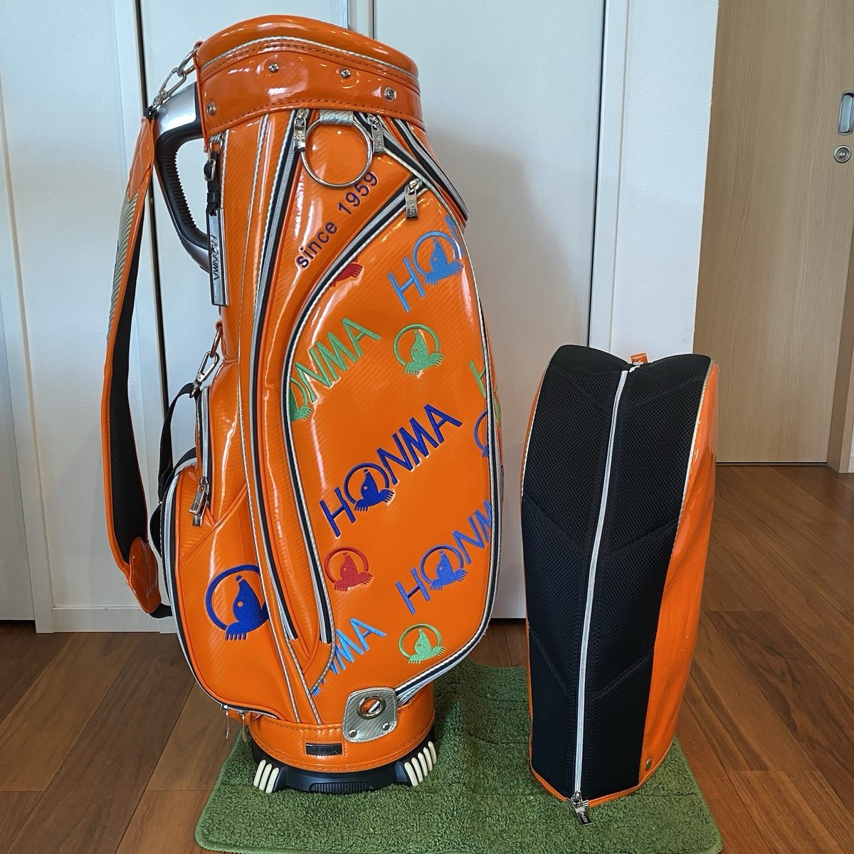 Honma Colorful Mole Pattern Orange golf bag carry cart caddy