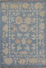 Blue Floral Oushak Vegetable Dye Accent Rug 2x3 Turkish Hand-knotted Wool Carpet