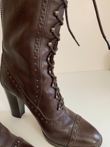 LK NW Michael Kors Calf Lace Leather Heel Boots Shoes 8M Victorian Costume - Imagen 11 de 13