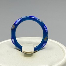 Hand Blown Glass Ring Cobalt Blue Fused Marble Spots Single Band Murano Style 7