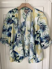 Chico's Watercolor Open Front jacket sz 1 100 Linen
