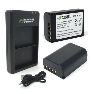 Wasabi Power Battery (2-Pack) and USB Dual Charger for Olympus BLX-1