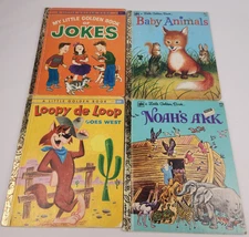 Lot of 4 Vintage Little Golden Books Loopy de Loop Noah's Ark Jokes Baby Animals