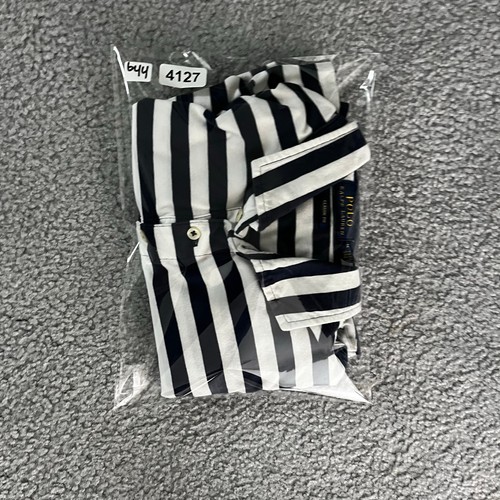 Polo Ralph Lauren Polo Shirt Mens M White Blue Stripe Collared Classic Fit - Picture 10 of 10