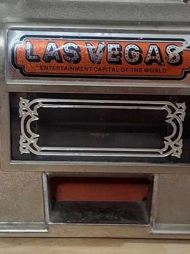 Vintage Working Metal Las Vegas Nevada Mini Slot Machine Toy Gambling Bank 12" - Picture 5 of 10