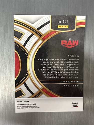 2024 Panini Select WWE - Premier Level Silver Prizm #151 Asuka - Picture 2 of 2